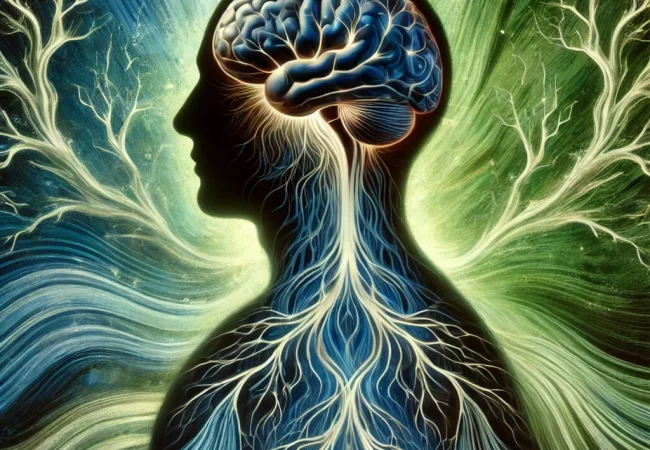 DALL·E-2025-03-09-19.03.36-An-artistic-illustration-depicting-brain-body-harmony.-The-image-features-a-human-silhouette-with-a-glowing-brain-and-flowing-neural-connections-mergi